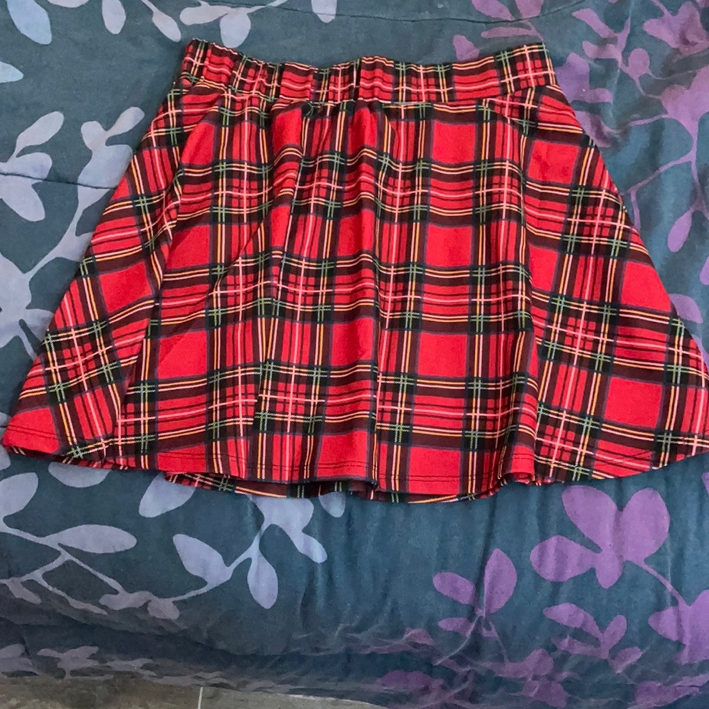 SHEIN mini red plaid skirt